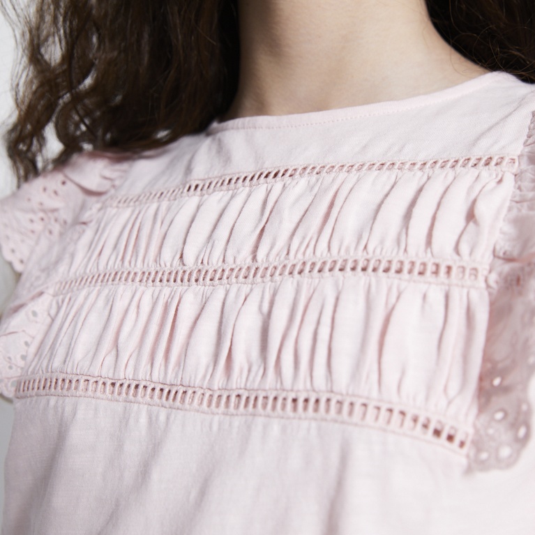 Broderie Frill Top "Kira" Soft Pink